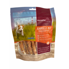 Snack med twisted sticks af oksehud med kylling - produceret i Tyskland